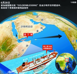 一艘有19名中國籍船員的新加坡籍貨輪被海盜劫持
