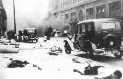 日機(jī)轟炸上海，平民死傷無數(shù)