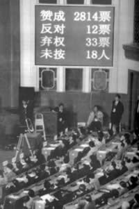 九屆人大一次會議通過國務院機構改革方案
