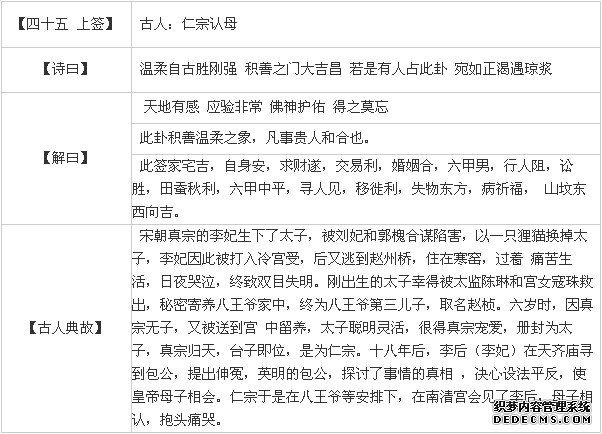 觀音靈簽第四十五簽：仁宗遇仙（上簽）詳解2