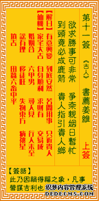 觀音靈簽第十一簽解書薦姜維詳解1