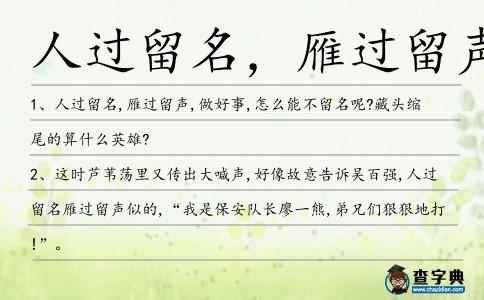 人過留名，雁過留聲造句