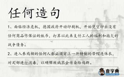 任何造句