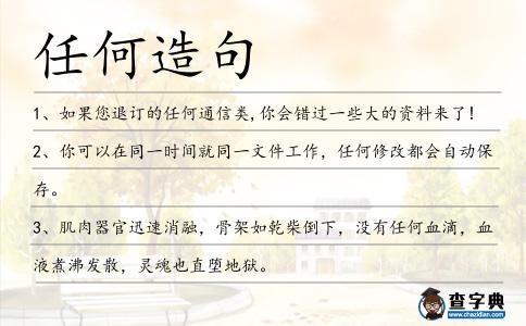 任何造句