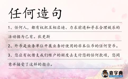 任何造句