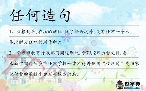 任何造句