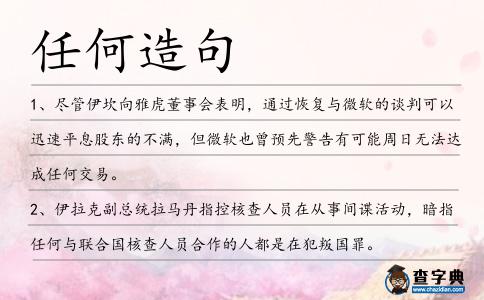 任何造句