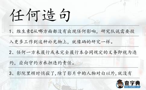 任何造句