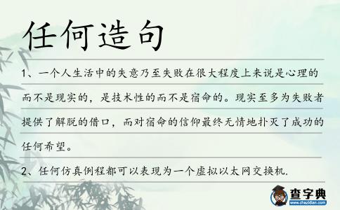任何造句