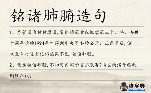 銘諸肺腑造句
