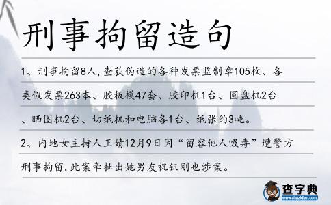 刑事拘留造句