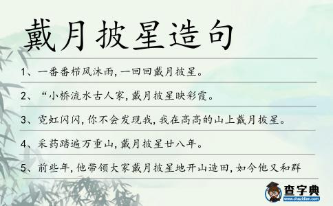 戴月披星造句