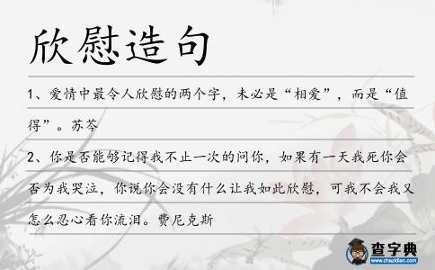 欣慰造句