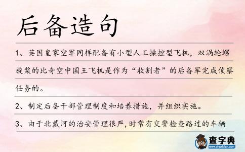 后備造句
