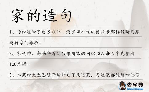家的造句