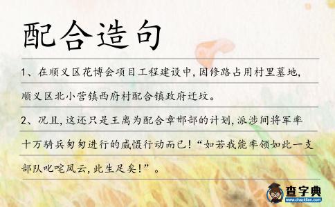 配合造句