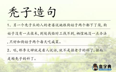 禿子造句