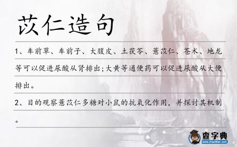 苡仁造句