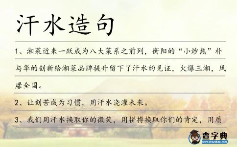 汗水造句