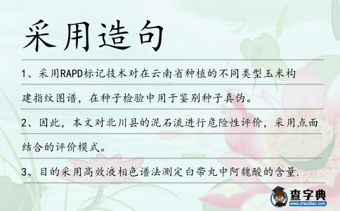 采用造句