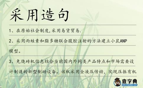 采用造句