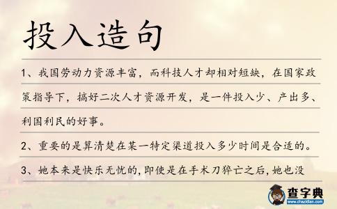 投入造句
