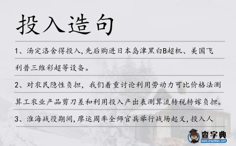 投入造句