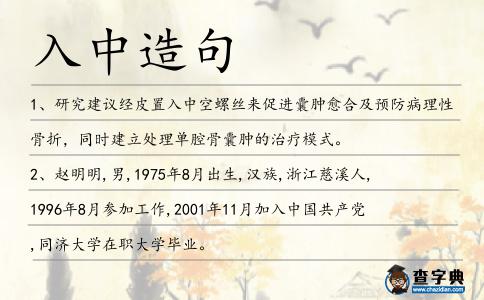 入中造句