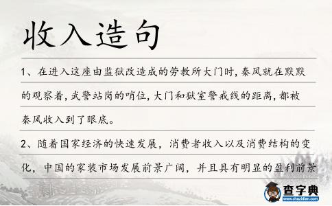 收入造句