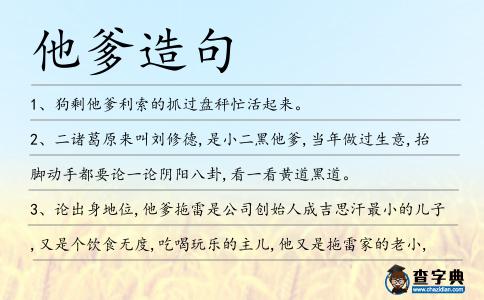他爹造句