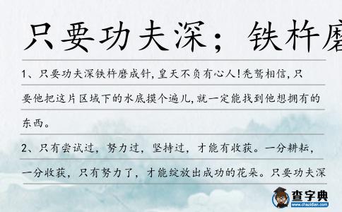 只要功夫深；鐵杵磨成針造句