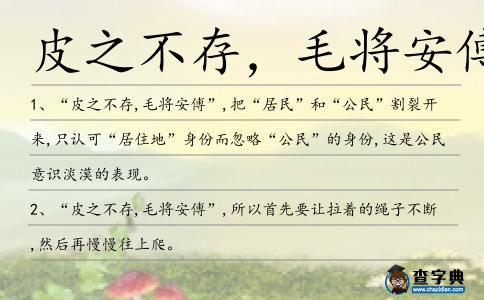 皮之不存,毛將安傅造句