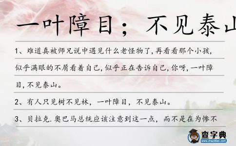 一葉障目；不見泰山造句