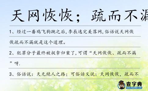 天網(wǎng)恢恢；疏而不漏造句