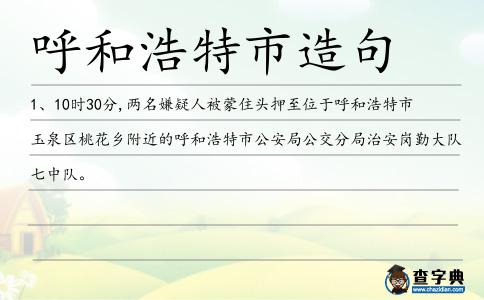 呼和浩特市造句