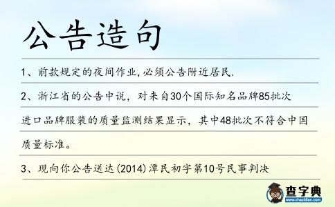 公告造句