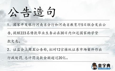 公告造句