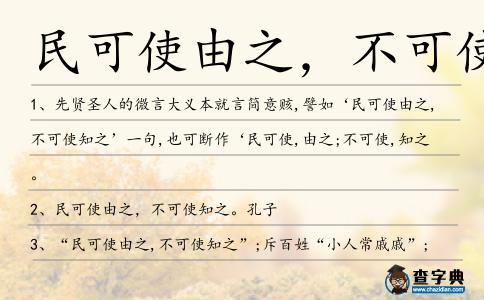 民可使由之,不可使知之造句