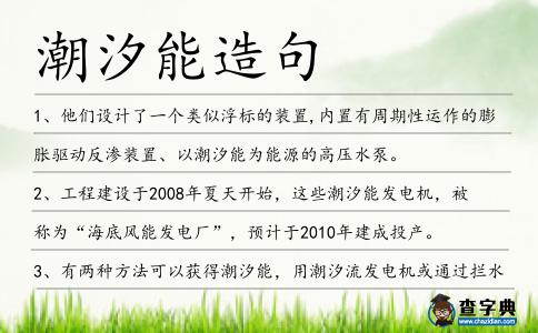潮汐能造句