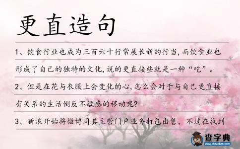 更直造句