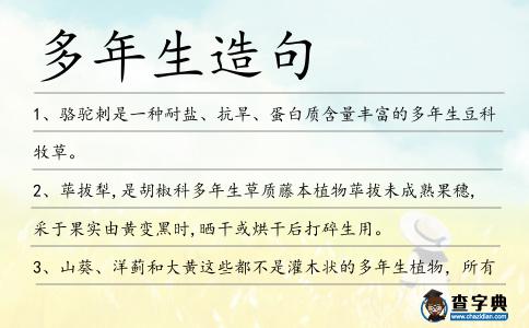 多年生造句