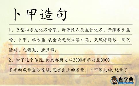 卜甲造句