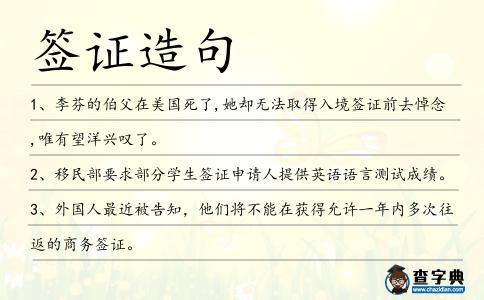 簽證造句
