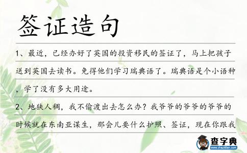 簽證造句