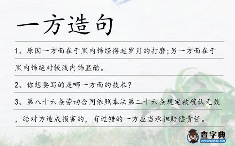 一方造句