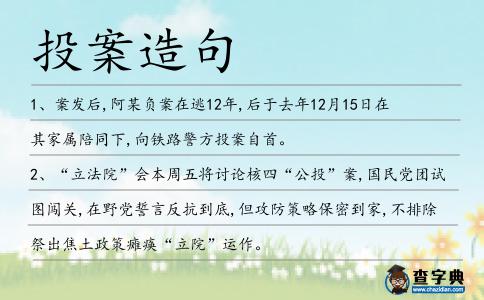 投案造句