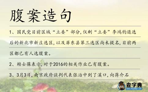 腹案造句