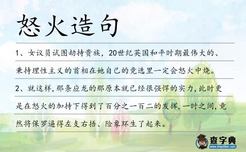 怒火造句