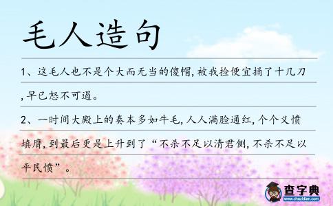 毛人造句