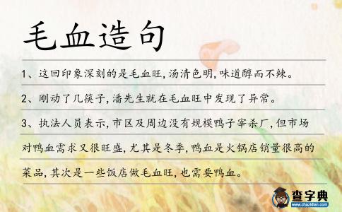 毛血造句